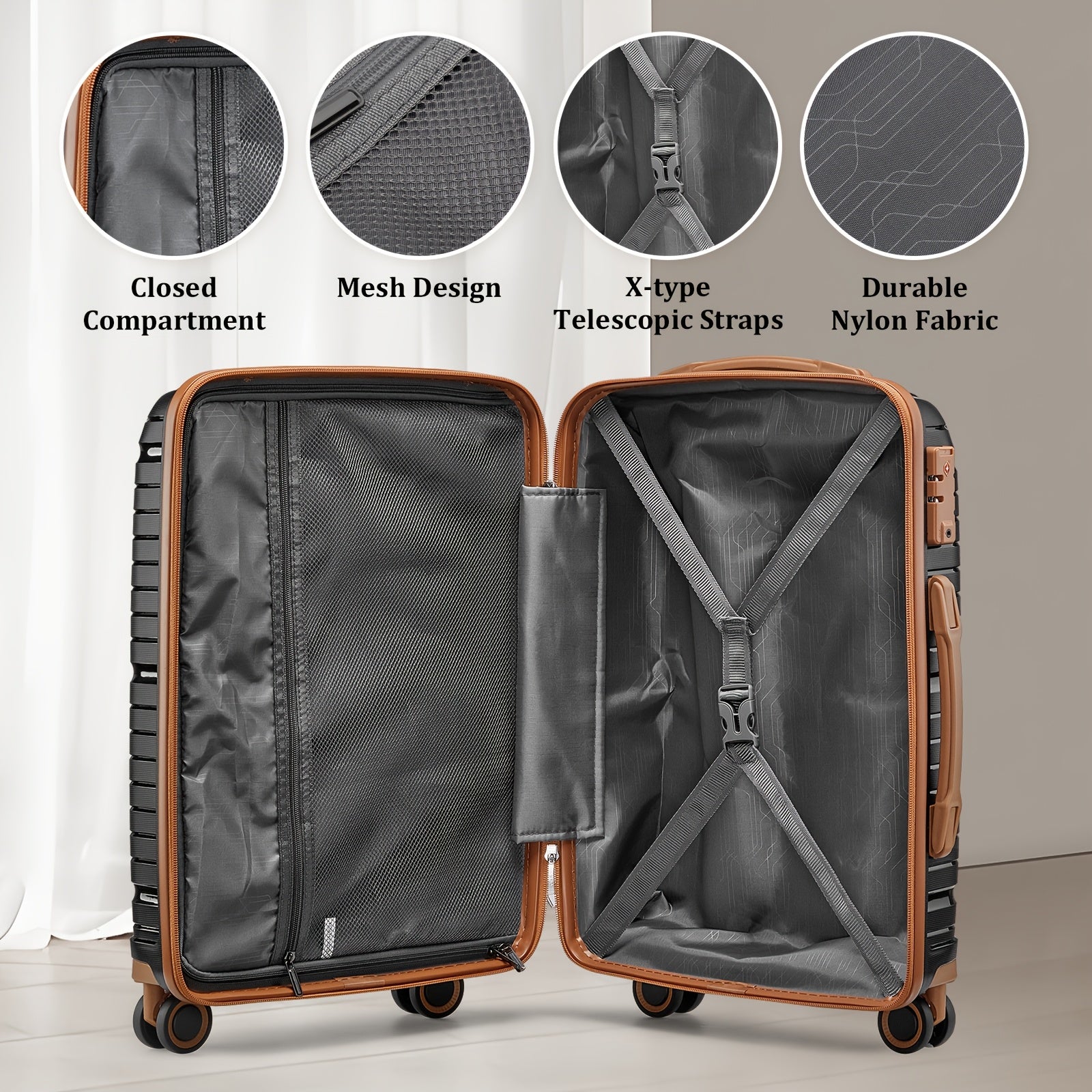 Valigia da viaggio, Set di organizer multipezzo con cinturino nero per uso quotidiano e tempo libero – vista dettagliata 9
