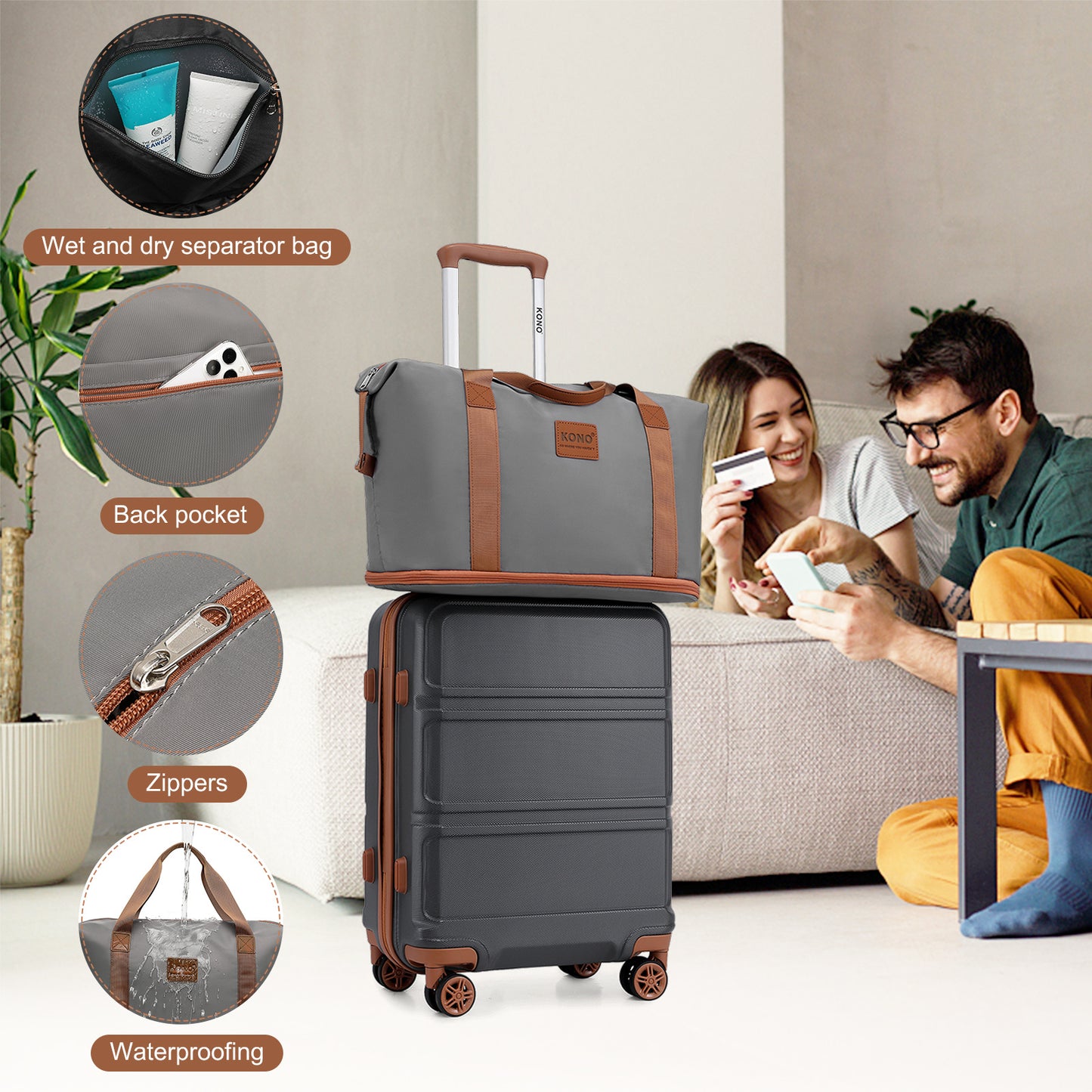 Valigia, guscio rigido ABS per campeggio e viaggio – vista dettagliata 4