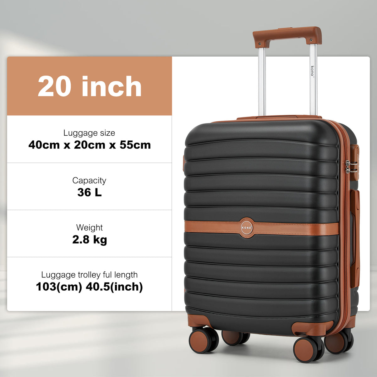 Valigia Kono, guscio rigido ABS per campeggio e viaggio – vista dettagliata 4