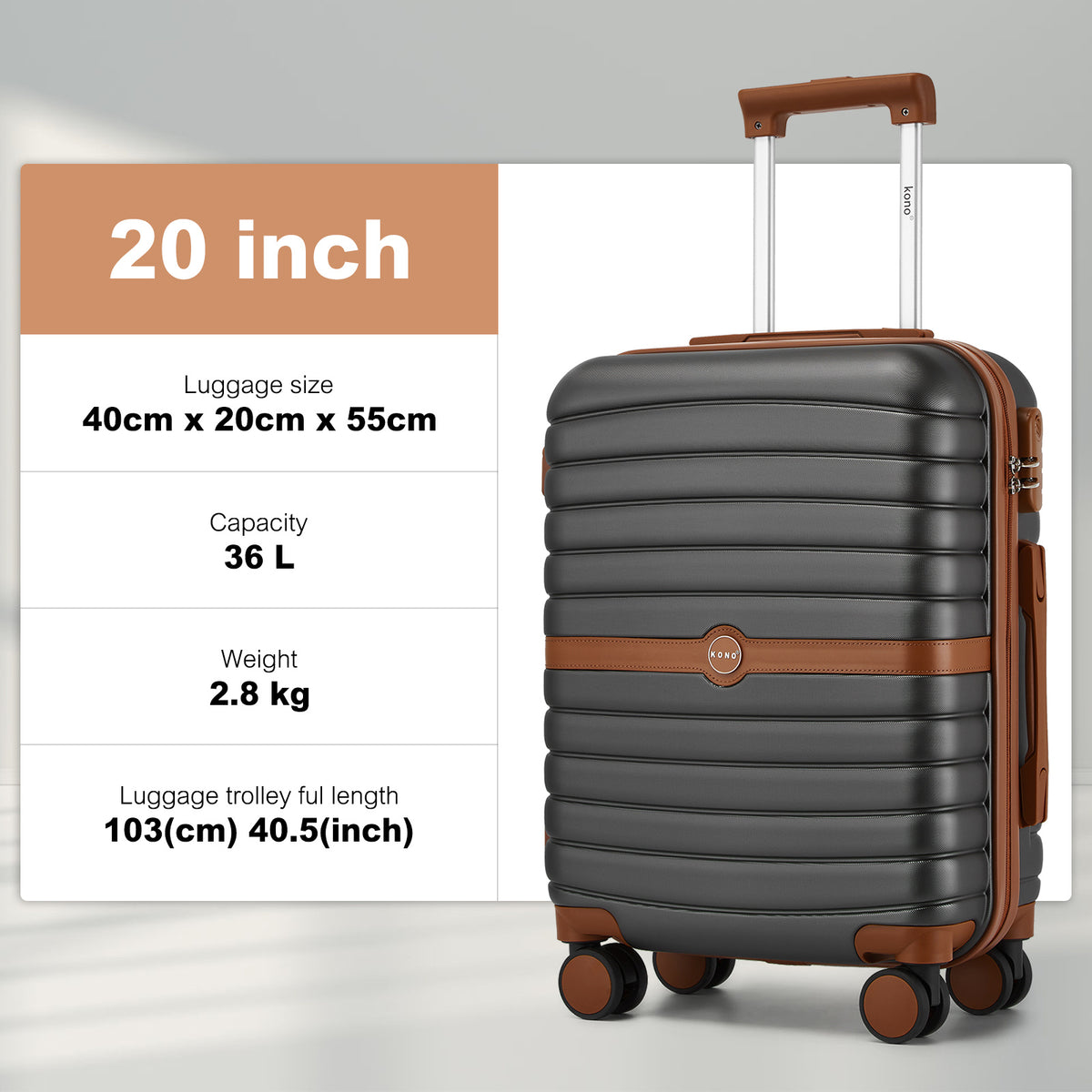 Valigia Kono, guscio rigido ABS per campeggio e viaggio – vista dettagliata 10