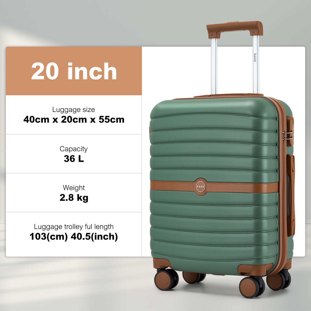 Valigia Kono, guscio rigido ABS per campeggio e viaggio – vista dettagliata 24