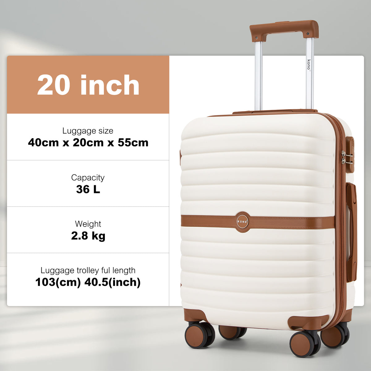 Valigia Kono, guscio rigido ABS per campeggio e viaggio – vista dettagliata 31