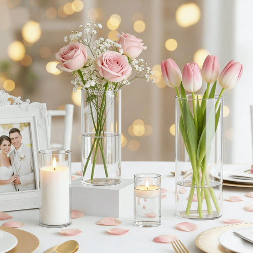 Vasi in Vetro, 25 cm per Tulipani e Candele – vista principale