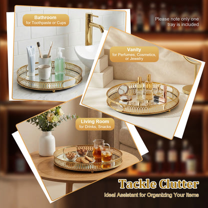 Vassoio Rotondo in Vetro Dorato, Girare per bagno e casa – vista dettagliata 6