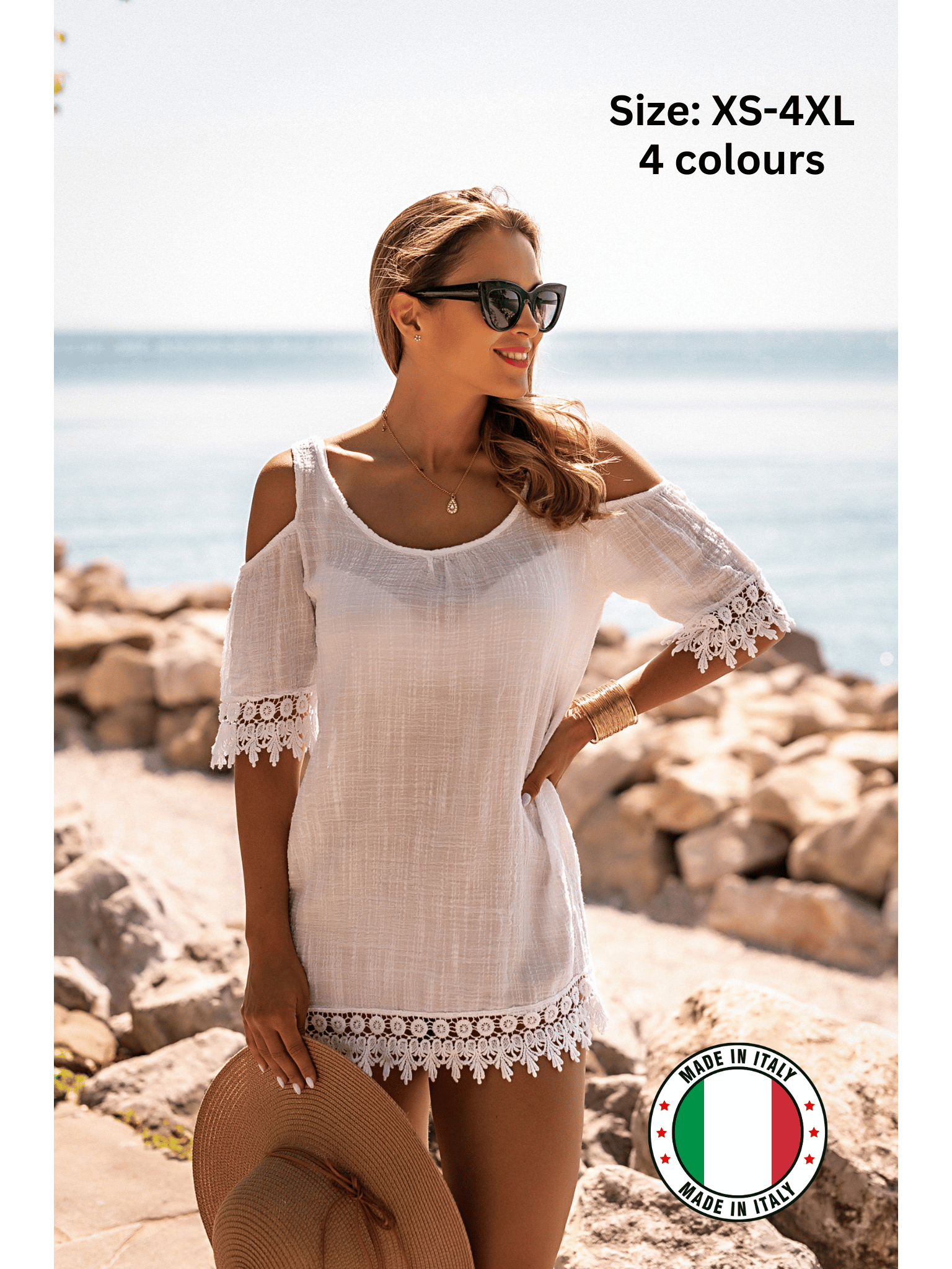 Vestito estivo corto da spiaggia, cotone per uso quotidiano e casa – vista principale