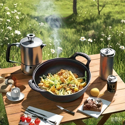 Wok in ghisa, 7,87 pollici per campeggio e viaggio – vista dettagliata 4